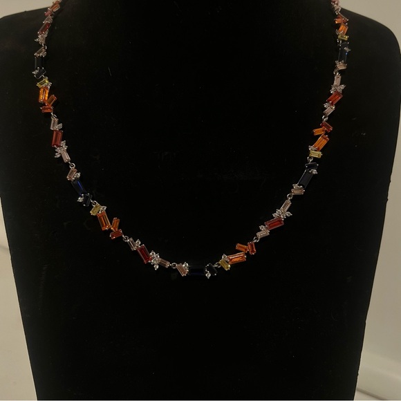 NEW Rainbow Baguette Tennis Necklaces - Picture 3 of 8